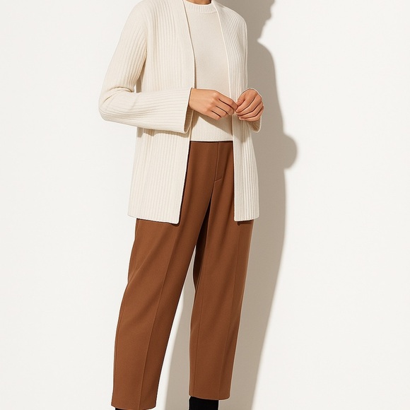 J. McLaughlin Cream Ella Open Front Cardigan 100% Cashmere - Picture 2 of 8